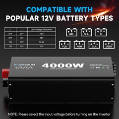 Pure Sine Wave Power Inverter 4000W 8000W 12V DC to 110 120V AC LCD Car Boat RV