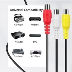 3 RCA Extender Extension Cable (6 Feet) – 3RCA Male to Female