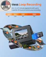 70Mai Dash Cam Front and Rear 2.5K+1080P HDR 64GB Card Included (A410)