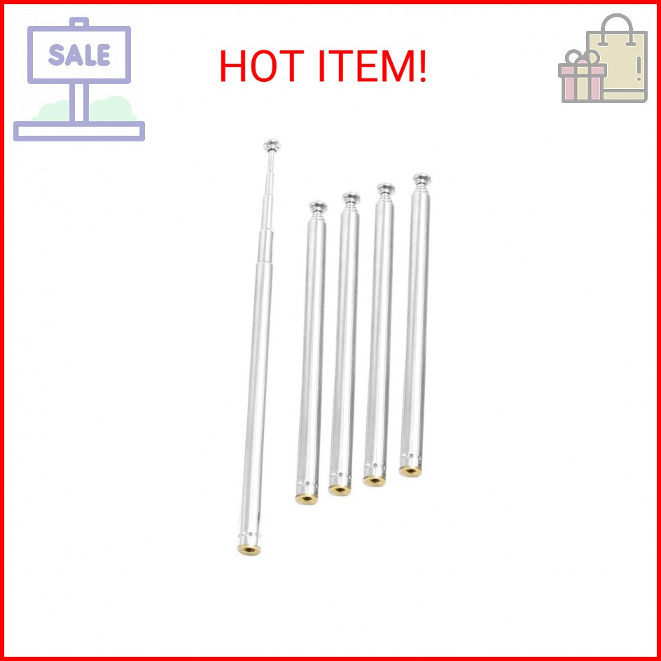 Uxcell 5 Sections Telescopic Antenna, 12 Inches 310mm Long for AM FM Radio TV, 5