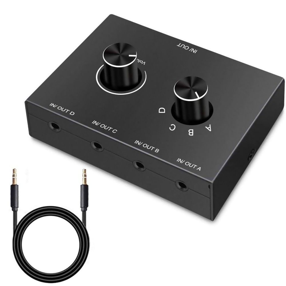 4 Port Audio Switch Stereo Audio Switcher Splitter 4 In 1 Out / 4 In 1 Out NEW