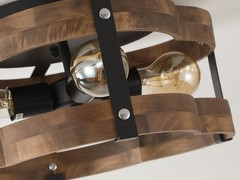 4-Light Rustic Farmhouse Wood Flush Mount Ceiling Medium 4 lights, Black