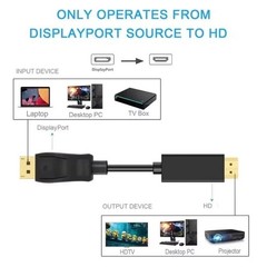 1.8M DisplayPort to HDMI Cable 4K Video Audio Adapter for PC HDTV