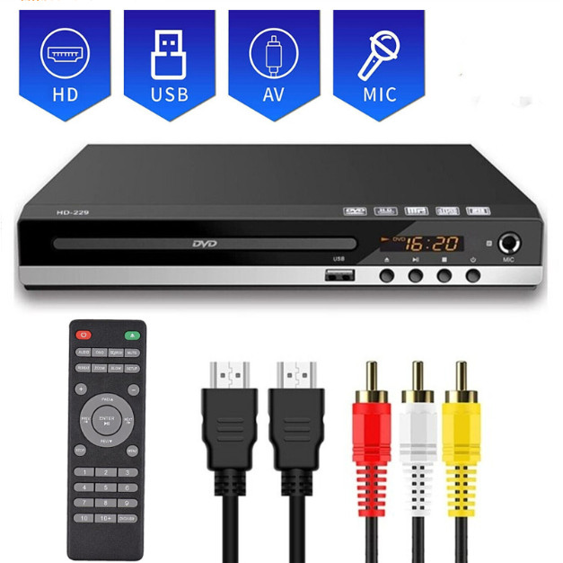 1080p DVD Player All Region Free DVD CD USB Player with HD+RCA Output US C7N0