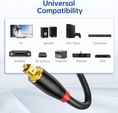 3.3 FT Heavy Duty Optical Digital Audio Cable Male to Male Fiber 24K Gold-Plated