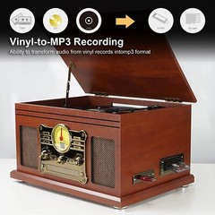 10-in-1 Bluetooth Record Player Multifunctional 3-Speed Turntable Vinyl Record