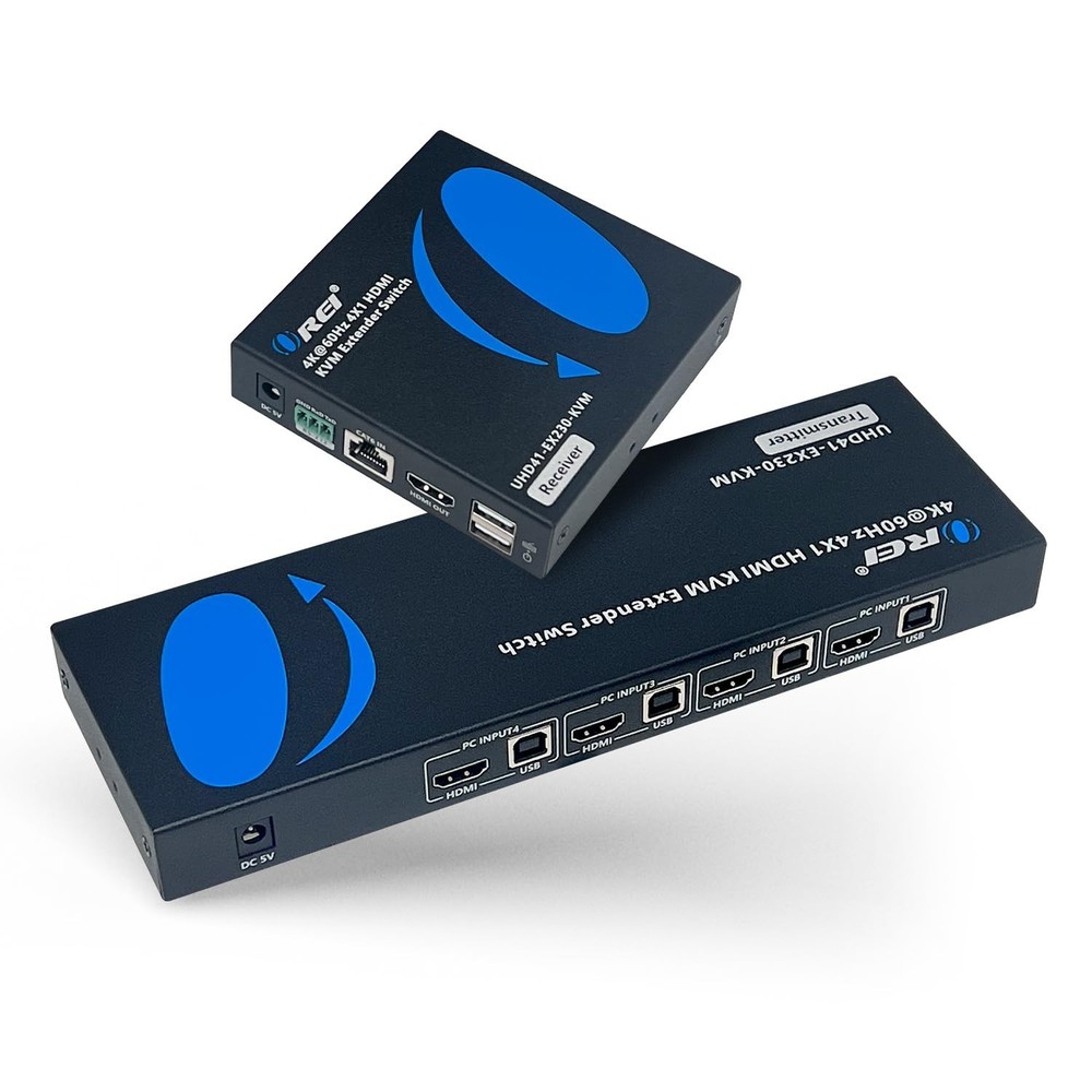 OREI 4×1 KVM 4K HDMI Over Ethernet Extender Switcher Balun Over CAT6/7 Cable …