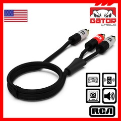 2 RCA to 1 RCA Male Subwoofer Audio Splitter Y Cable Stereo Bass Bi-Direction