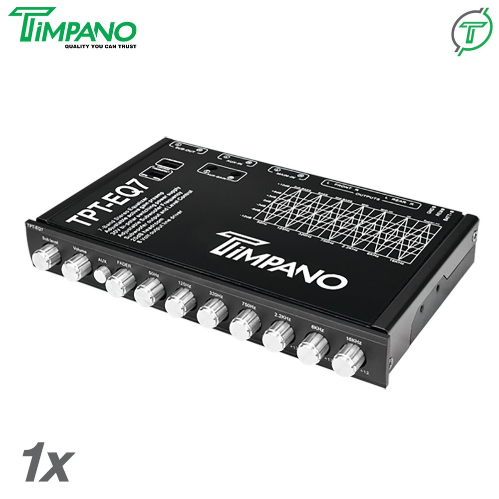 Timpano Car Audio Equalizer TPT-EQ7 with subwoofer control 7 Band Graphic EQ