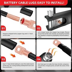 (10) Copper Lug 8 AWG Gauge 5/16″ Ring Wire Terminal Battery Cable Connector