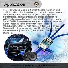 Conext Link Full Gauge Battery Power Cable Ground Wire OFC Copper (Frost Blue…
