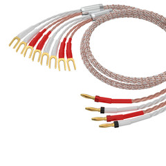 HIFI Silver-plated Bi-wire Speaker Cable High-end OCC Speaker Wire Y/Banana Plug