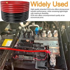 40FT 0 Gauge Battery Cable Copper Clad Aluminum w/ Lugs & Heat Shrink