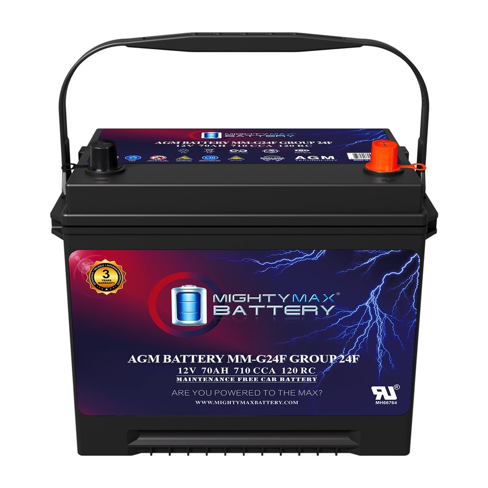 Mighty Max MM-G24F Group Size 24F 12V, 70Ah, 120RC AGM Replaces Subaru GL-10 89