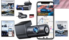 Advanced 4K+1080P Dash Cam with Night Vision & 5.8GHz WiFi Connectivity – 64GB
