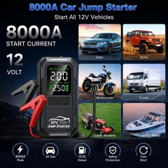 10 in 1 Car Battery Jump Starter with Air Compressor 8000A 160PSI Portable Car