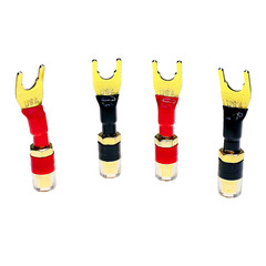 4-Pack Gold Plated Speaker Wire Adapters – Spade to Banana Plug Connectors for S