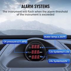 Triple Gauge Set 3 in 1 (Oil Pressure PSI + Watertemp °F + Volt) 2-1/16 52mm Car