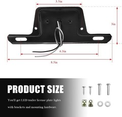 License Plate Light, Waterproof 12V DC Lighted Licence Plate Hold Color: Black