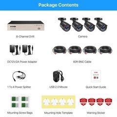 ZOSI 8CH H.265+ 5MP Lite DVR 1080P Outdoor CCTV Home Security Camera System Kit