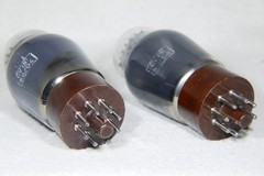 Matched Pair Mullard ECC32/CV181 Smoke Glass Brown Base Made in UK in 1949/1955