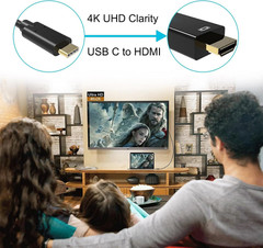 USB-C to HDMI Cable 6 ft 4K 30Hz Type C DP Alt Mode Monitor TV Adapter