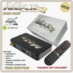 MaxTV Gold PRO 25 Max TV 4K Quad Core 64 Bit 2025-2026 + VOICE REMOTE CONTROL