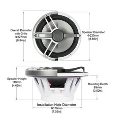 Pacific Audio 8″ 2-Way Marine Boat Speakers (pair) Audio System 200W 12V RGB LED