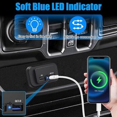 2X 12-24V 4.8ADual USB PD QC3.0 Car Boat RV Fast Charger Socket LED Power Outlet
