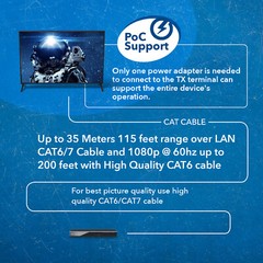 OREI HDBaseT 4K@60Hz HDMI Extender over Cat5e/6 Cable Up to 115ft (EX-115UHD-K)