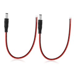 2Pcs 26AWG DC Power Pigtails Cable, 0.8FT 5.5mmx2.5mm Pigtail Cable Male