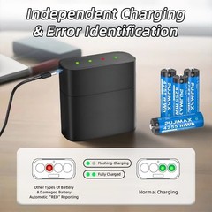 8 Pack 1.5v AA 4255mWh Rechargeable Lithium Battery with USB-C Smart Charger