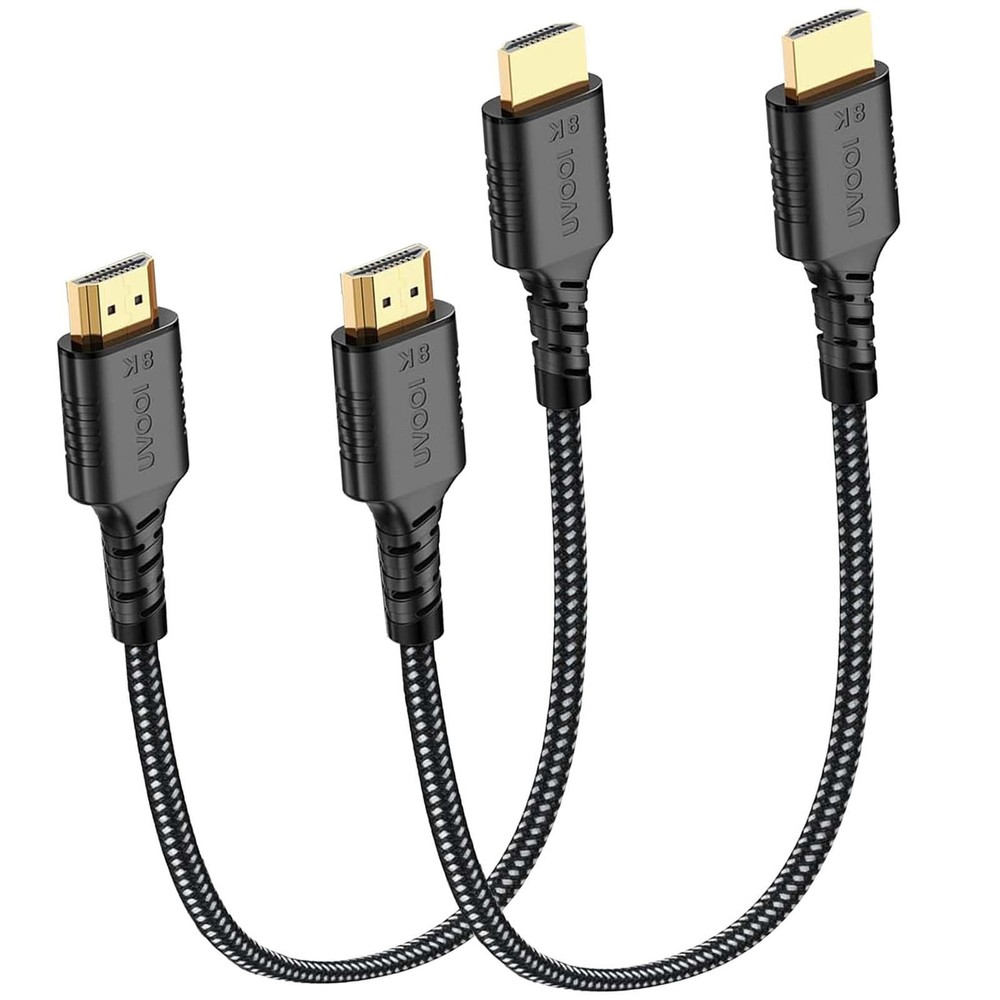 UVOOI Short HDMI Cable 1 FT 2-Pack, 48Gbps Ultra High Speed 8K 1FT, Black