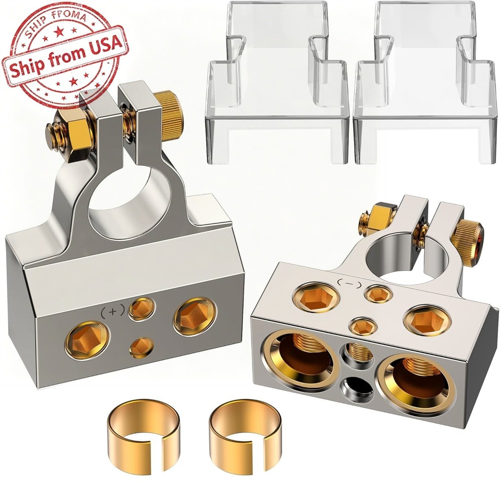 1 Pair Car Audio Battery Terminals, 4/6 Way 0/2/4/8 Gauge Top Post Connectors,