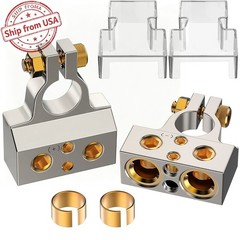 1 Pair Car Audio Battery Terminals, 4/6 Way 0/2/4/8 Gauge Top Post Connectors,