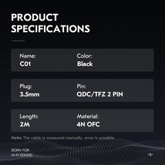 KZ ZS10 PRO in Ear Monitor Earphone Cable, 2Meter Long IEM Cable with Mic, CCZ 4