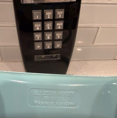 Vintage ITT Bell Telephone Wall Mount Push Button Black & Robins Egg Blue -COOL!