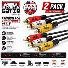 2-Pack 3-RCA Composite Cable Red White Yellow Stereo Audio Video AV TV VCR DVD