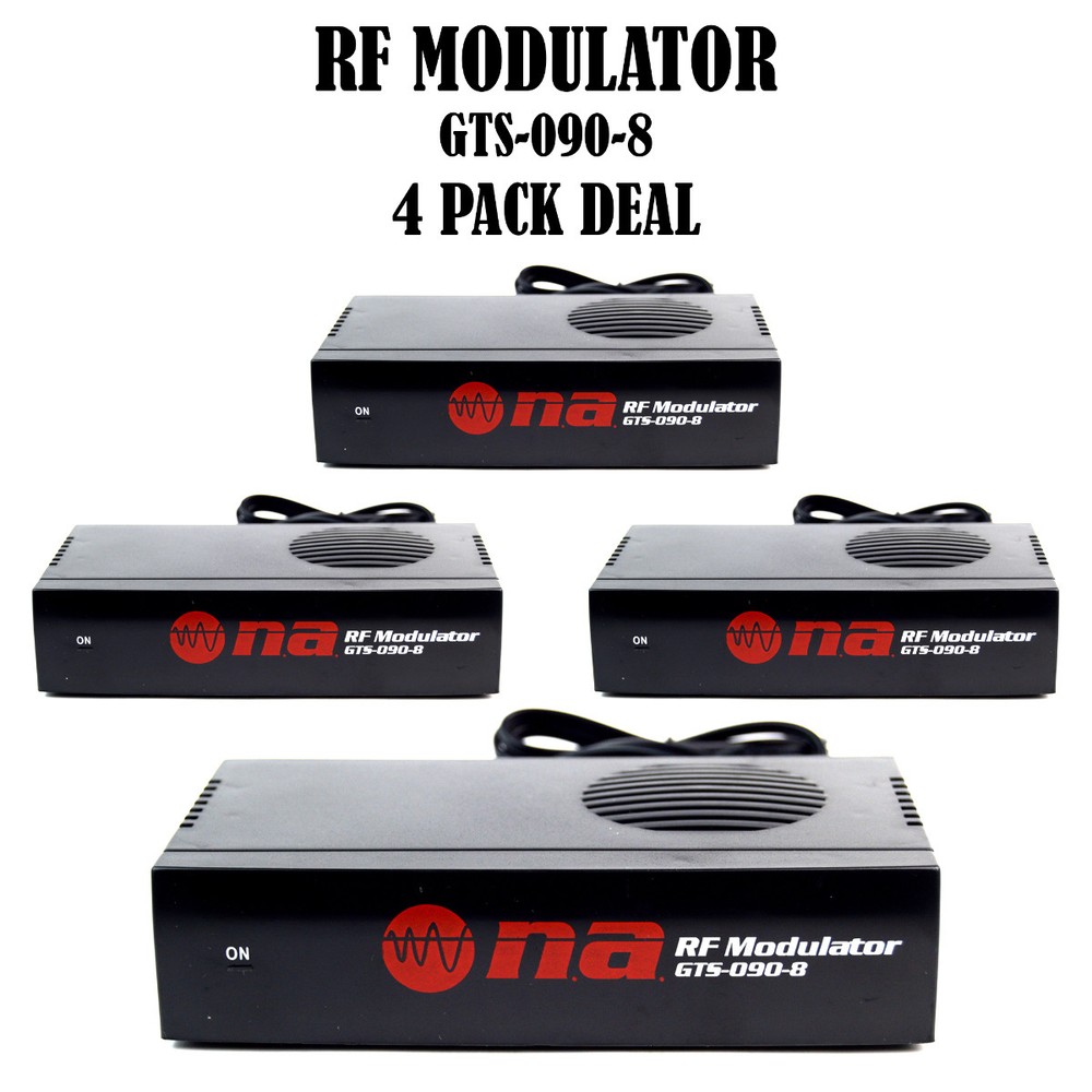 4 pack RF Modulator A/V RCA To TV “F” Type Shielded Coaxial With S Video