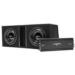 SKAR AUDIO DUAL 10″ 4000 WATT EVL SERIES COMPLETE SUB BASS PACKAGE W/ AMPLIFIER