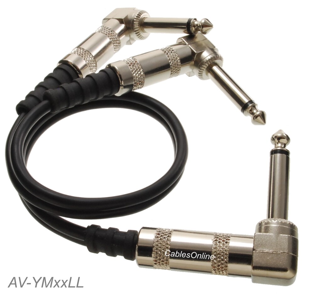 1/4″ TS Mono Plug to Dual 1/4″ TS Mono Plugs Right-Angle Audio Splitter Cable