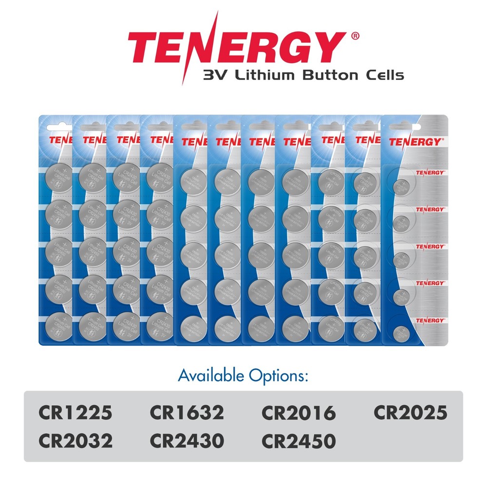 Tenergy Button Cell Lithium CR1225 CR2032 CR2025 CR2430 CR2450 CR1632 CR2016 LOT