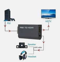 PS2 to HDMI Video Converter Adapter w 3.5mm Audio Output HDTV Monitor US SELLER