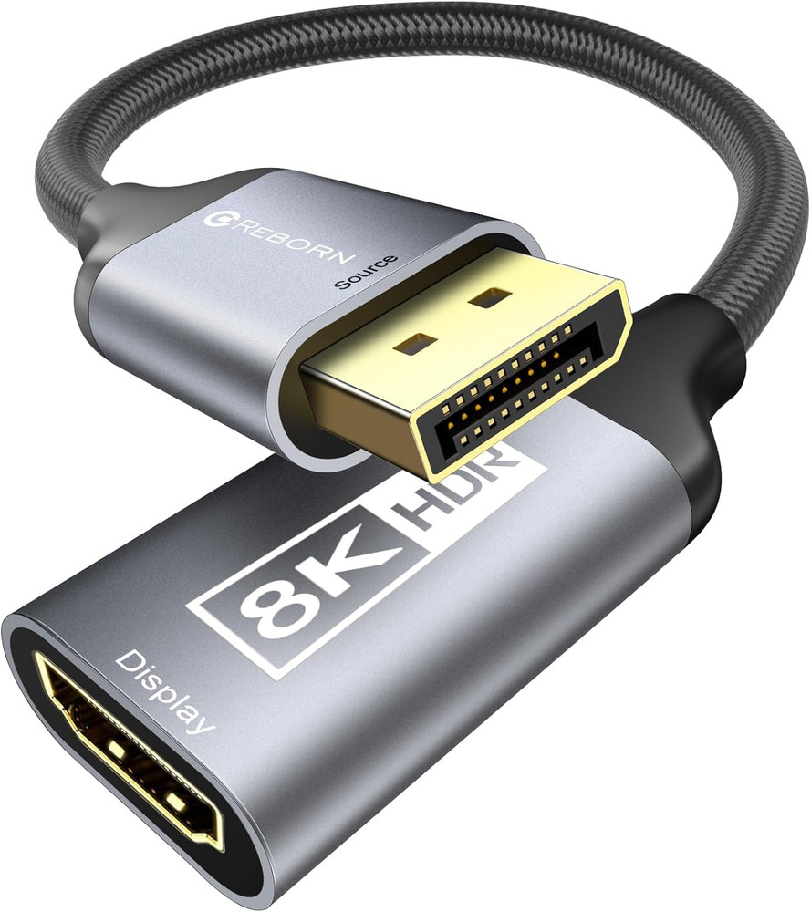Displayport 1.4 to HDMI 2.1 Adapter 8K@60Hz/4K@120Hz Unidirectional DP Male