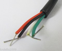 10pcs 30cm Black USB 2.0 Male Plug 4pin wire DIY cable