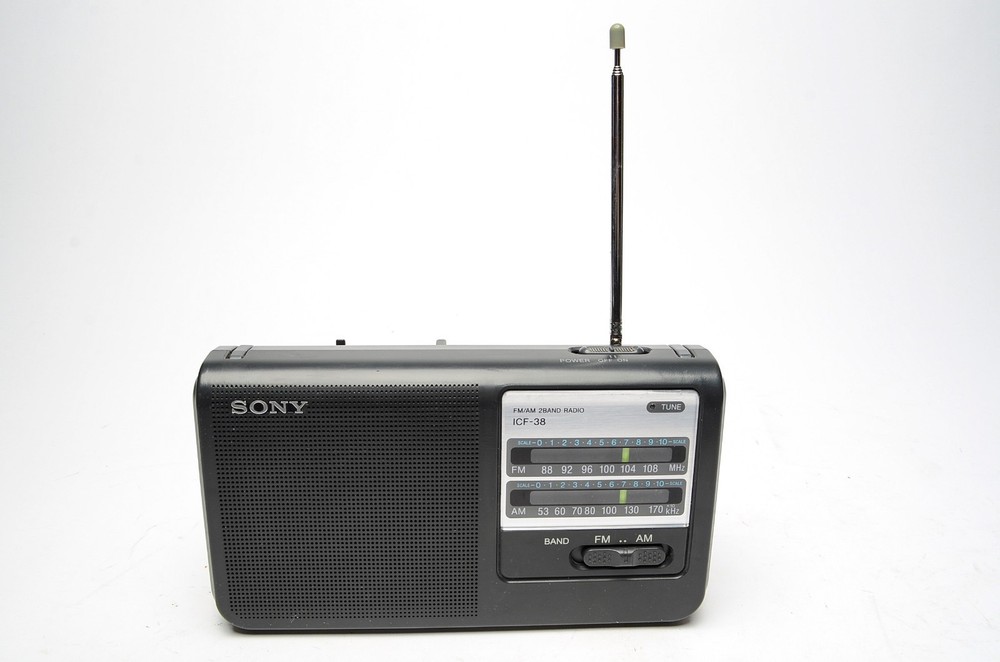 Sony ICF-38 Portable AM/FM Radio 2 Band AC or Battery Tested See Video