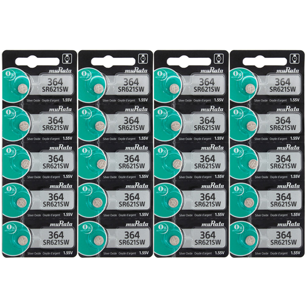 20 PCS Murata Replaces Sony 364 WATCH BATTERIES SR621SW SR621W