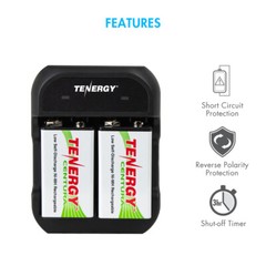 Tenergy TN141 2 Bay 9V Charger Combos with 9V NiMH Rechargeable Batteries