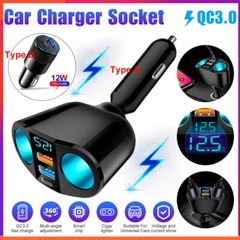 12V Dual USB Car Cigarette Lighter Socket Splitter Power Adapter Charger Outlet