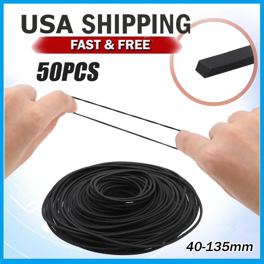 50 PCS Square Rubber Drive Belt Replacement For Cassette Player Recorder Repair